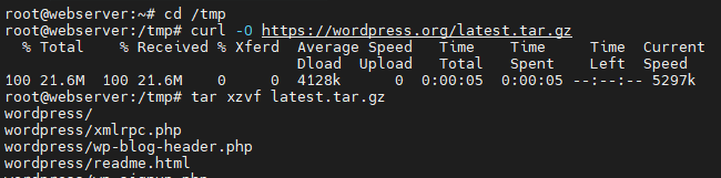 Download the Latest Version of Wordpress and Extract It to the /var/www/html Directory