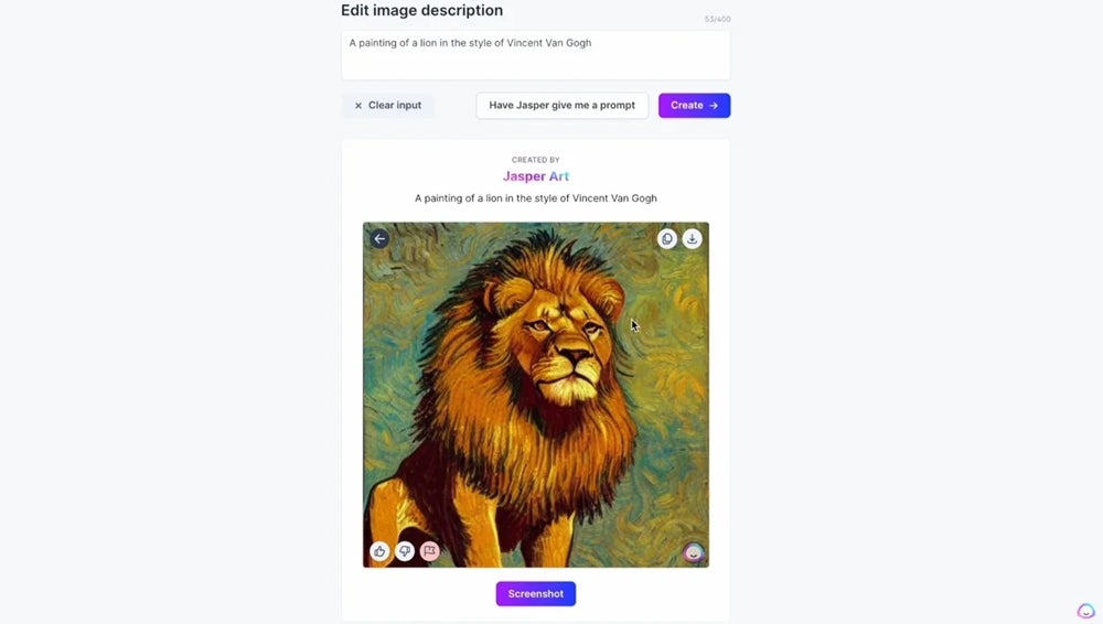 Jasper Art Interface Screenshot.