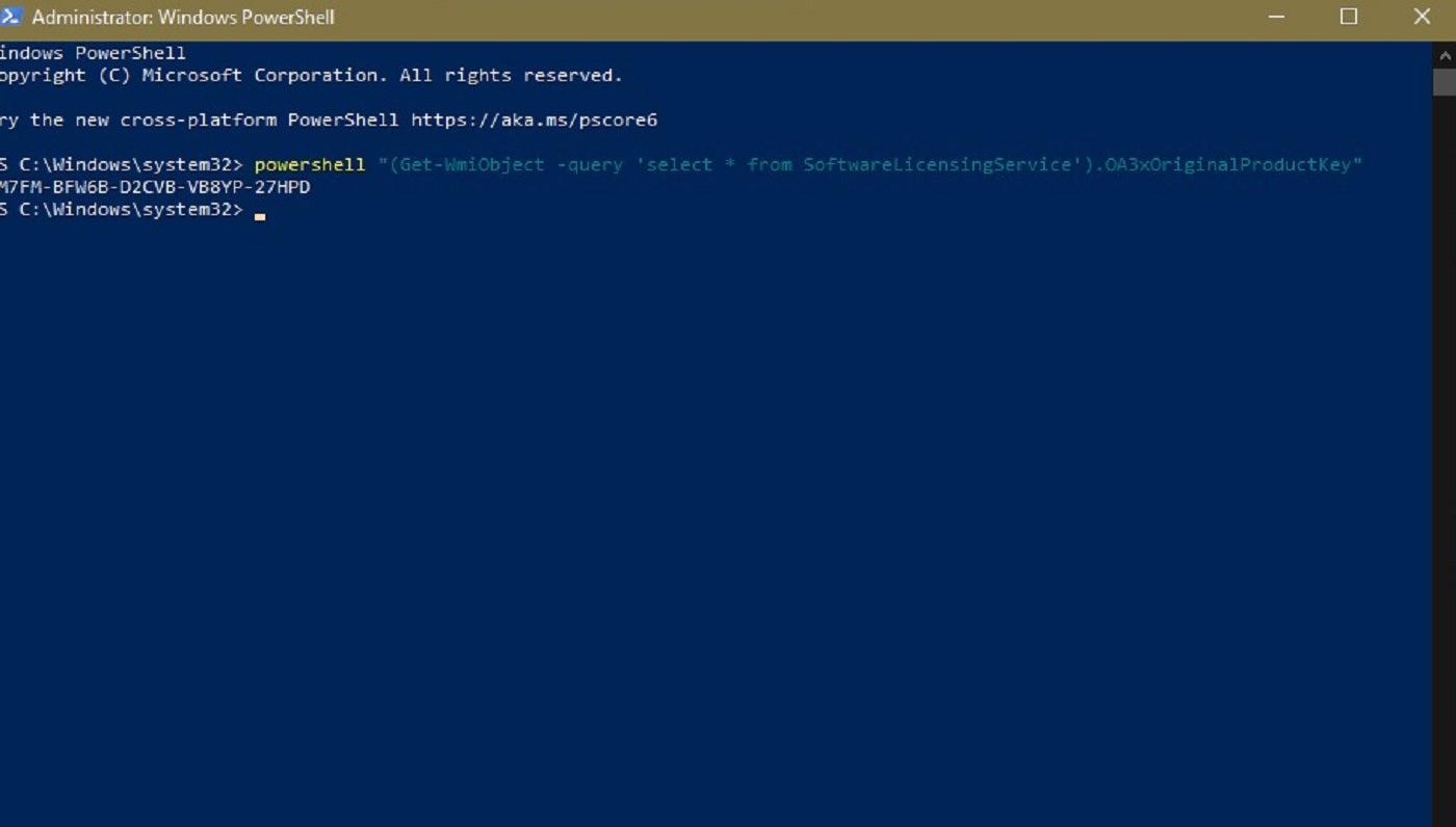 Displaying the Windows 10 Product Key with Powershell.