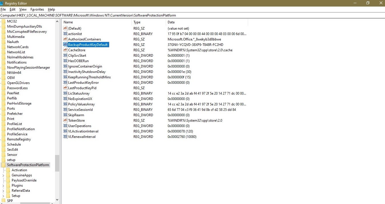 Displaying the Windows 10 Product Key with the Registry Editor