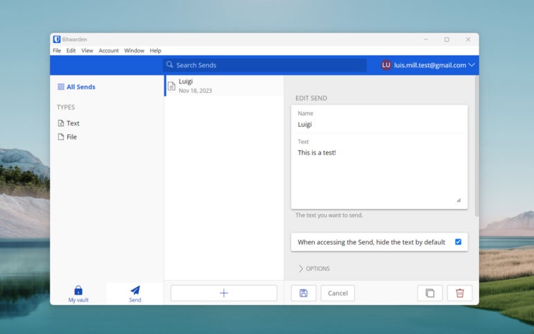 Bitwarden Encrypted File–sharing. 