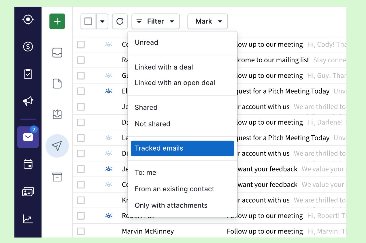 Pipedrive Email Tracking Feature.