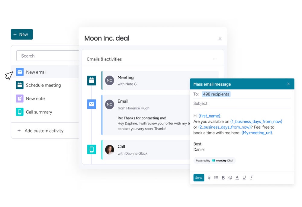 Monday Crm Mass Email Message and Centralized Tracker.
