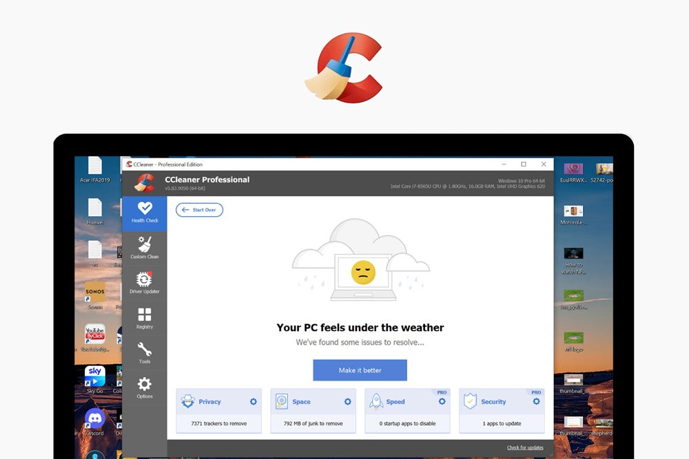 Ccleaner Professional 2024 Dashboard Screenshot.