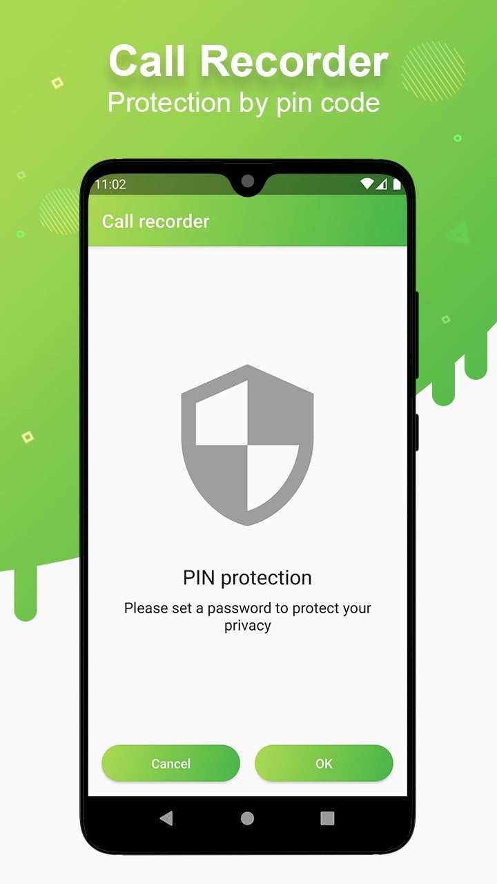 Pin Protection Feature of the Call Recorder App from Lucky Mobile.