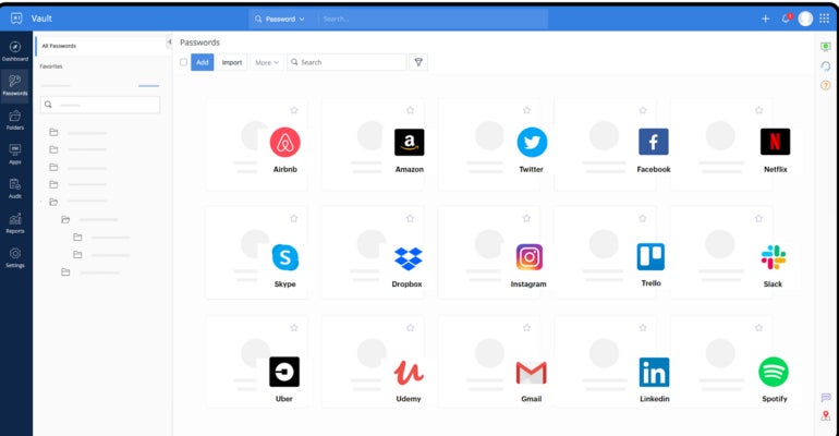 Zoho Vault Dashboard.