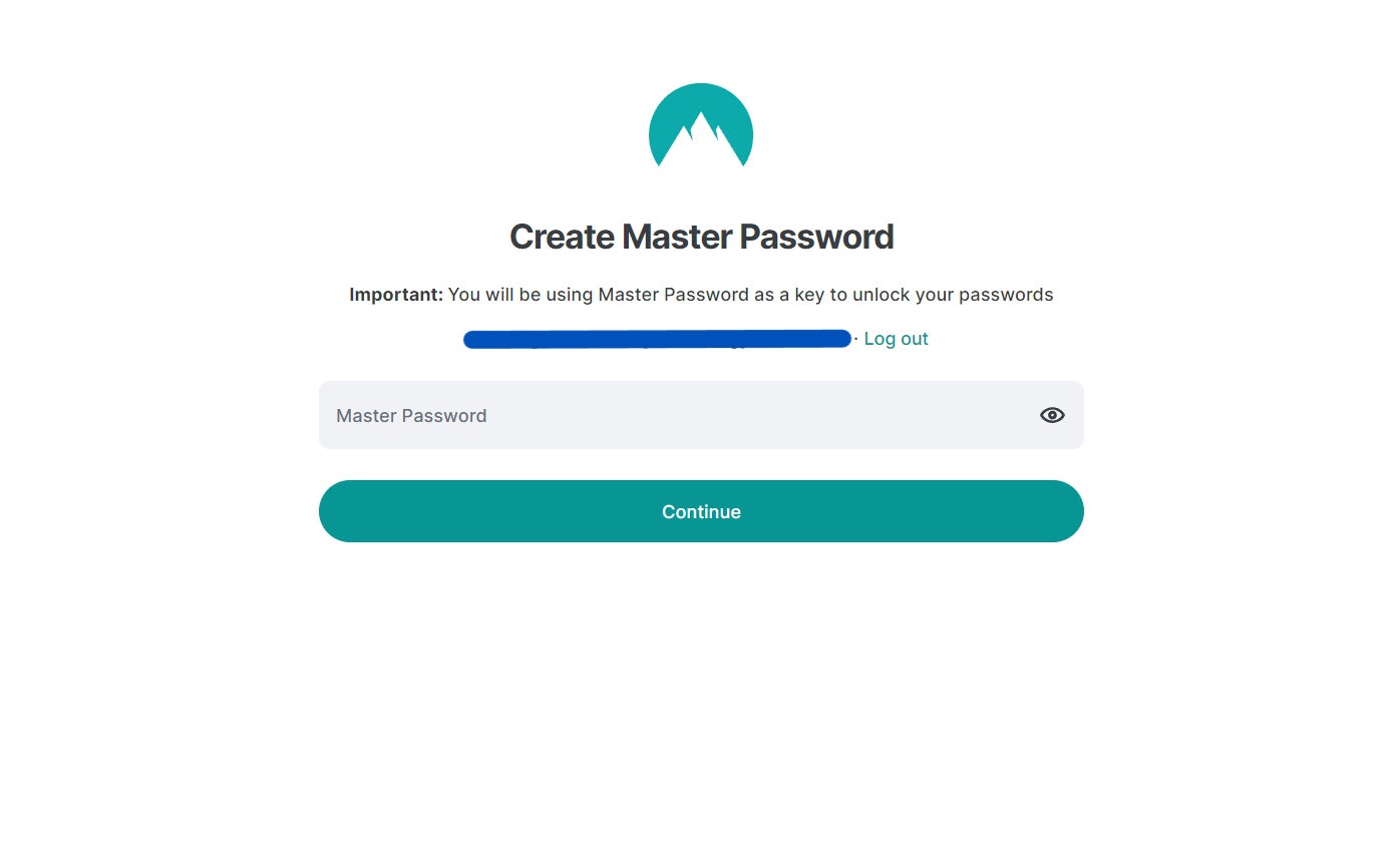 Creating a Master Password in Nordpass.