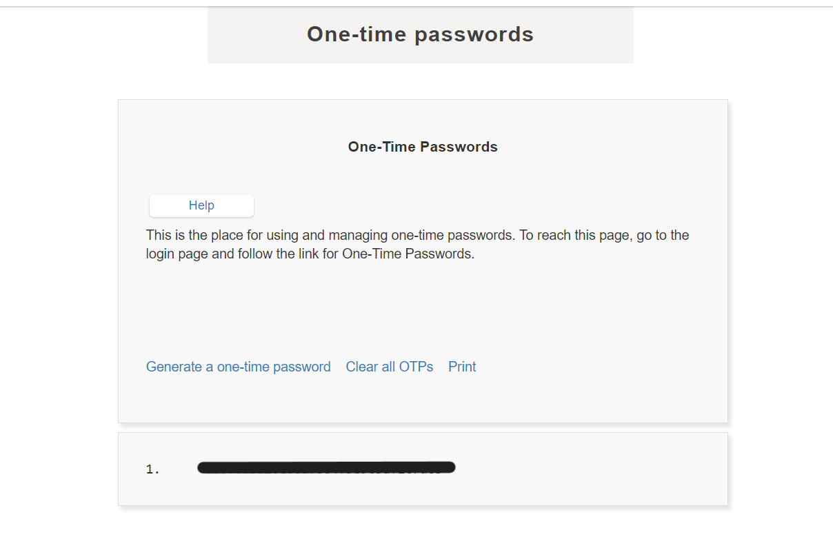 Screenshot of Lastpass One-time Passwords.