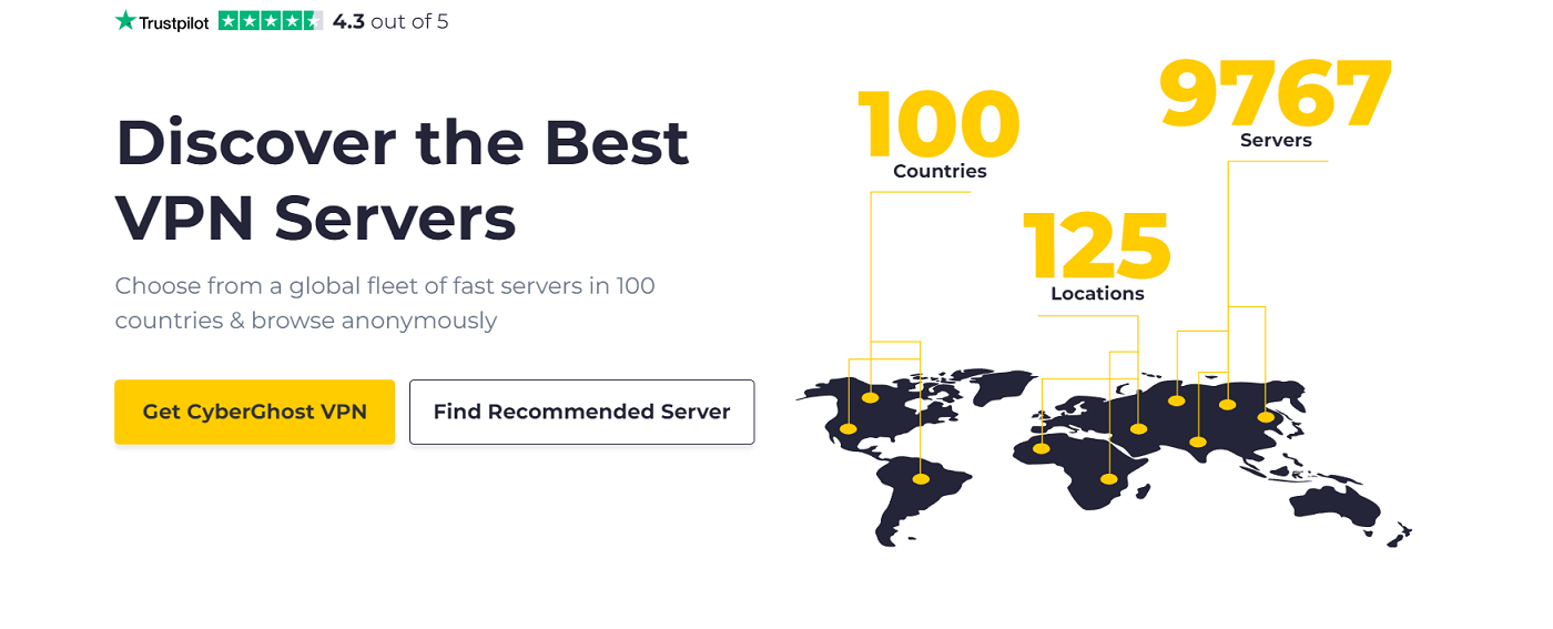 Screenshot of Cyberghost Servers.