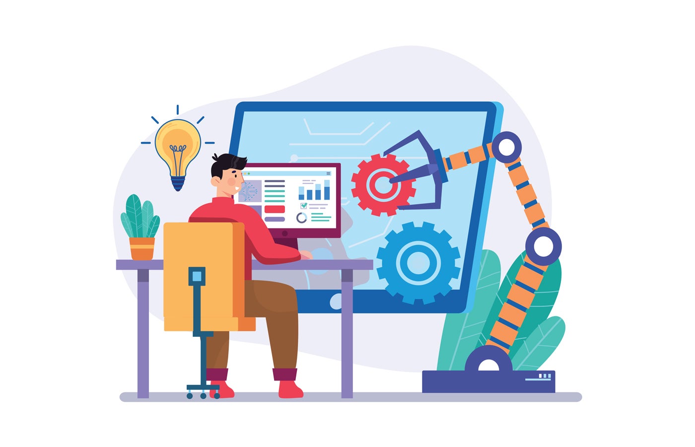 Roosho Flat Vector Illustration of the Automation Concept.